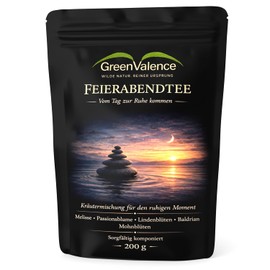 GreenValence Evening Tea - Herbal Mix for the Quiet Moment | Melissa, Passion Flower, Lime Blossom, Valerian & Poppy Blossoms | Loose Herbs | Gift Idea | (200 g)