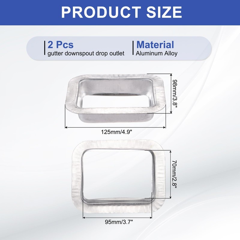 MECCANIXITY 2pcs Rain Gutter Downspout Drop Outlet 3x4 Inch Gutter