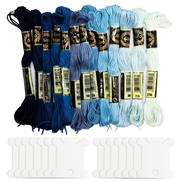 SZXMDKH Blue Embroidery Threads,Embroidery Threads Blue Cross Stitch Thread Blue (14 Skeins Per Pack)