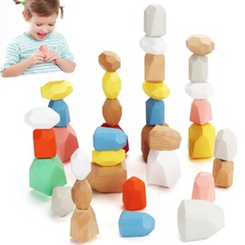 Bloques de Construcción, 36 Piezas de Piedras de Colores Apilables Equilibrar Coloridos Montessori, Stacking Rocks de Clasificación, Juguetes Educativos Aprendizaje para 4+ Años, Juguetes Rompecabezas