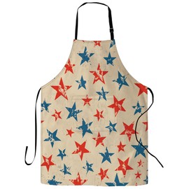 CIAIDU American Independence Day Apron, Stocking Stuffers Vintage Stars Apron, 2 Pockets Adjustable Neck Strap Waterproof Arons for Cooking