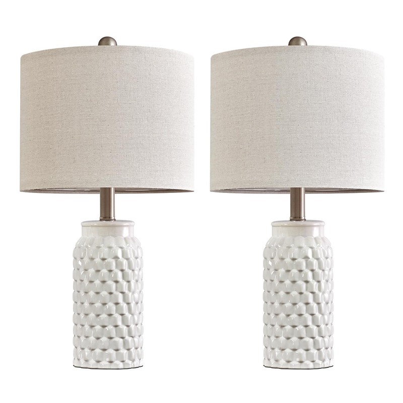 USumkky 20.5" White Modern Ceramic Bedside Lamp Set of 2
