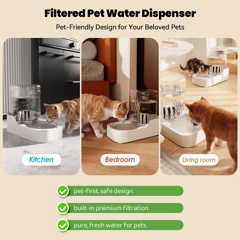 JUNSPOW Automatic Cat Water Dispenser, Dog Water Bowl Dispenser Adjustable