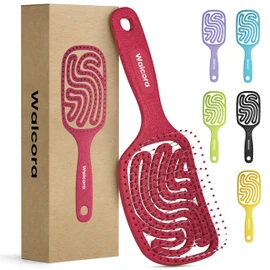 Walcora Hair Brush without Pulling, Detangling Brush & Detangler Brush for Women, Men & Children, for Curls, Wet, Fine & Long Hair, Hair Brush - Red