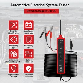 Circuit Tester Tool, 6-24V DC, Test Light with Short Circuit Detection, Polarity Identifier, Continuity Testing