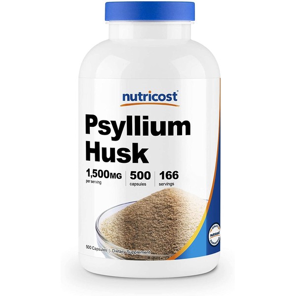 Nutricost Psyllium Husk 500mg, 500 Capsules - 1500mg Per Serving, Non-GMO & Gluten Free
