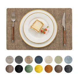 Romanstile Vinyl Placemats Set of 4-12 X 17 Inch - Heat Resistant Place Mats 100% Waterproof Oilproof Wipeable Reversible Faux Leather Table Mats for Kitchen, Dining, Party, Outdoor, Coffee