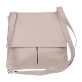 Girly Handbags Double Pocket Italian Genuine Leather Messenger Bag Crossbody Shoulder Bag-Medium Dusty Pinky Nude