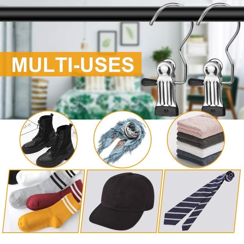 BUZIFU 20 Pcs Portable Laundry Hooks, No-slip Metal Boots Hangers,Single