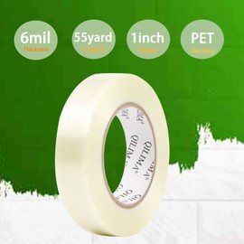 QILIMA Extra Strong Filament Tape,Clear Filament Strapping Tape,Fiberglass Tape,Heavy Duty Tape（25MM X 50M）