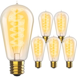 Hudson Vintage Incandescent Edison Light Bulbs 60W (6 Pack) E26/E27 Base 2100K Dimmable Decorative Lightbulbs - ST58 Style Warm Light-Antique Spiral Filament Vintage Light Bulb for Outdoor and Indoor