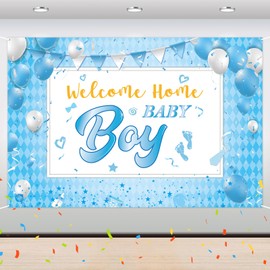 RoadSea It's a Boy Backdrop Banner - Gender Reveal Party Background - Welcome Home Baby Boy Party Photography Background Decorations - 6 x 4 Feet