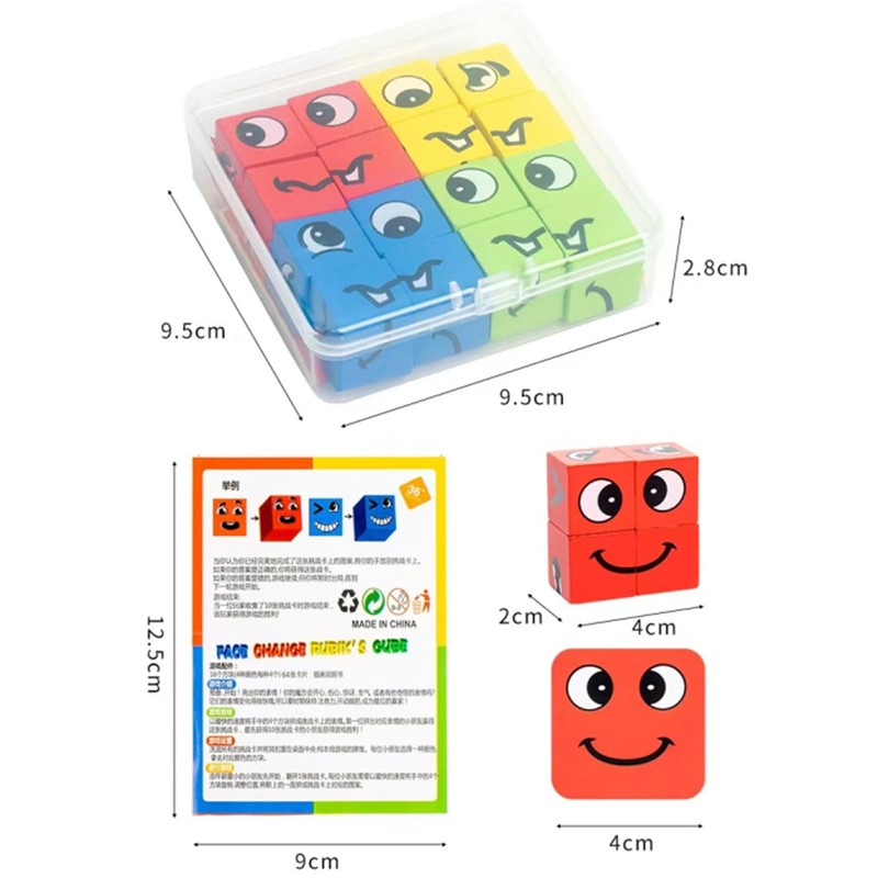 JJiaoLinin Face Changing Magic Cube Game,Wooden Face Changing Magic Cube