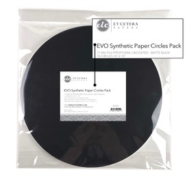 Et Cetera Papers EVO Synthetic Circles 10” – Tear Resistant Matte Black Recyclable Paper for Alcohol Ink – Reusable Flexible Wipe Off Ink 10 Sheets