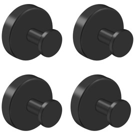 Rimoev Suction Cup Hooks for Shower, 2025 New No Drill Towel Hooks for Bathroom Wall, Reusable Stainless Steel Towel Hooks, Hanging up 15lbs Heavy Duty Shower Hooks for Inside Shower, 4 Pack, Black