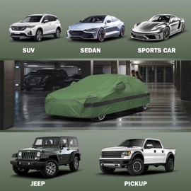 Jurmon Heavy Duty Outdoor Car Cover Compatible with Jeep Wrangler 2 Door,Waterproof All Weather for Automobiles, Outdoor Full Cover Rain Sun UV Protection with Zipper Cotton