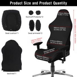 FAELNK Gaming Chair Cover for Chairs Pack of 6 Chair Covers Black with Armrests Stretchy Removable Washable for Computer Chair Gaming Chair Swivel Chair Armchair (without Chairs)