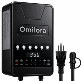 Omilora 200W Low Voltage Landscape Transformer, Outdoor Lighting Transformer with Timer & Photocell Sensor, 120V AC to 12V/14V AC, Weatherproof for Pathway Garden Lights