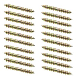 SQXBK 20PCS M6x40mm Gold Double Head Plum Point Tail Screw Hardware Dining Table Double Head Teeth Connection Self Tapping Furniture Screw for Furniture Assembly and Carpentry