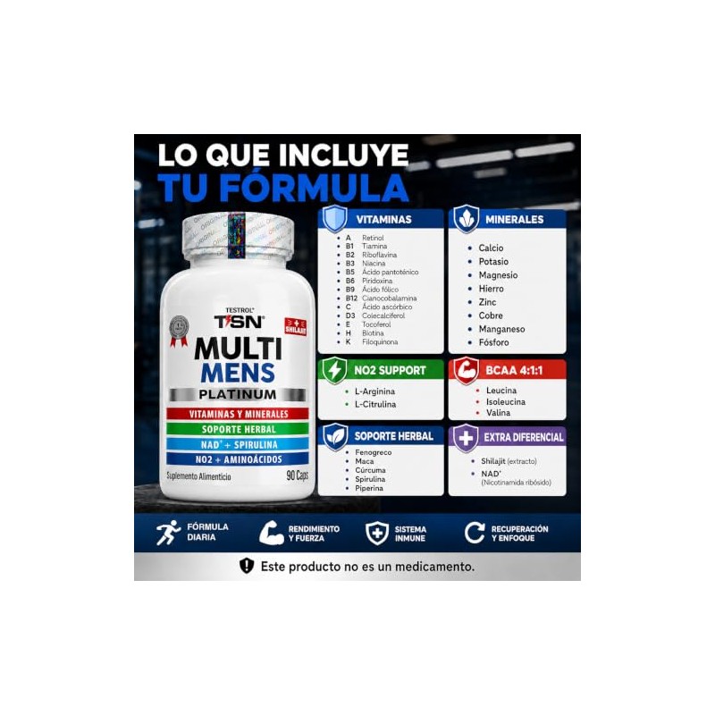 Testrol Multi Mens 90 Cápsulas Vitaminas y Minerales para Hombres