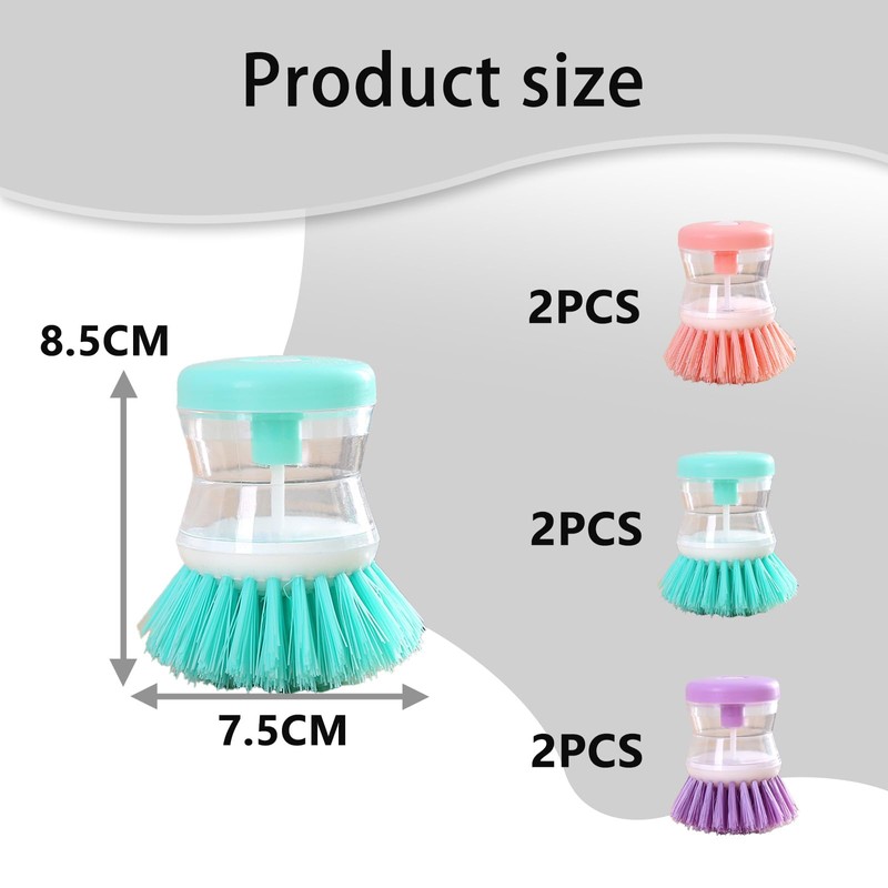 6 PCS Dish Brush with Soap Dispenser, Two in One