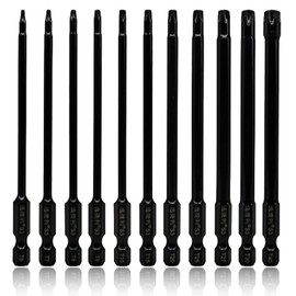 Long Torx Bit Set 100mm, 11pcs Magnetic Screwdriver Bits Set, Premium S3 Steel,Allen Wrench Drill Bits for T6-T40, Assembling Furniture