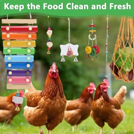 Chicken Toys for Coop12PCS Set Chicken Enrichment Toys for Hens, Including Xylophone, Swing, Chicken Mirror, Chicken Flexible Ladder, Vegetable String Bag and Hanging Feeder Coop Toy Accessories