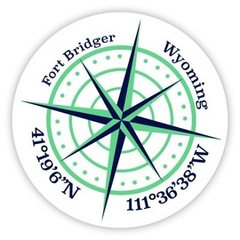 Fort Bridger Wyoming 4-Inch Vinyl Decal Sticker Latitude Longitude Compass Design