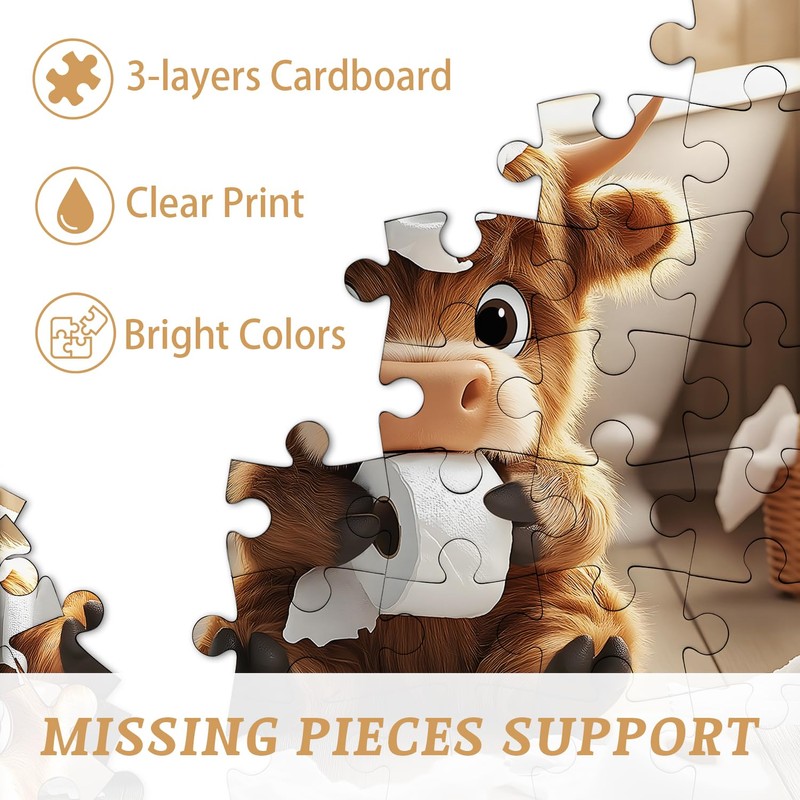 Highland Cow Puzzles for Adults 1000 Pieces,Cute Cow Jigsaw Puzzle,
