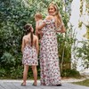 PopReal Mommy and Me Dresses Floral Print Cold Shoulder Ruffle