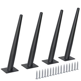FIVEPEARS 4 PCS 12 Inch Heavy Duty Matte Black Metal Slant Angled Tapered Legs Set for Furniture, Mid Century Modern Style Feets for Coffee Table Couch Sofa Cabinet Chair Dresser Bed Desk Credenza