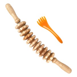 Wooden Fascia Roller, Premium Wooden Cellulite Massager, Wooden Fascia Roller for Muscle Relaxation, Body Shaping, Gua Sha Massage, Anti Cellulite, Beech (Size: Wood)