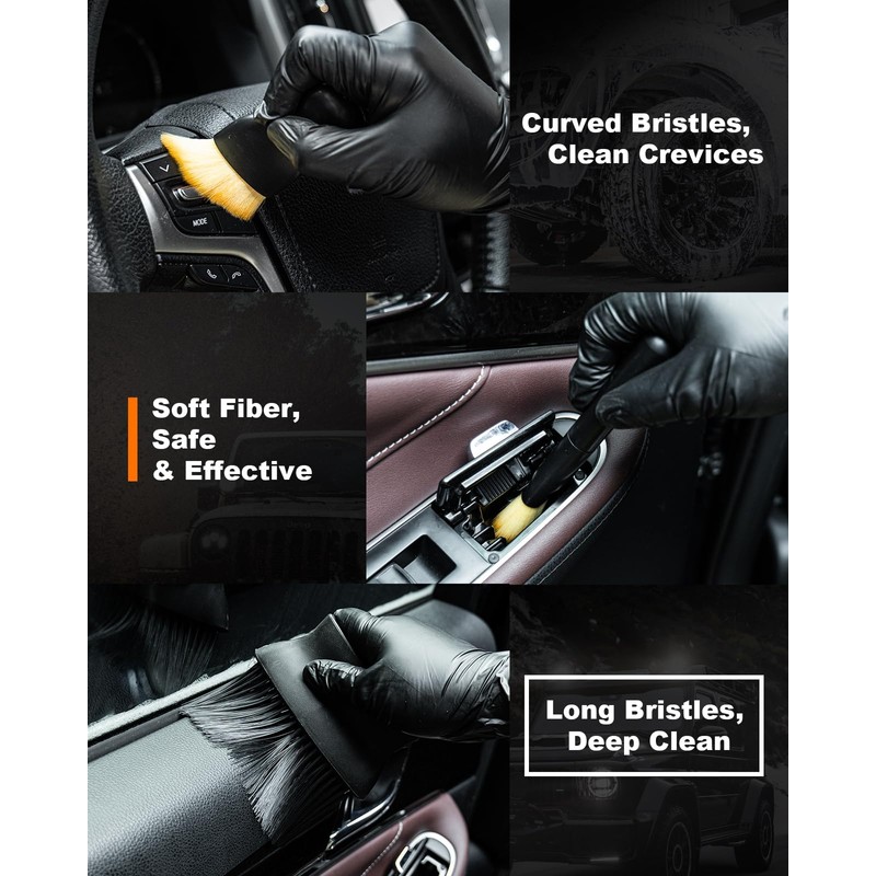 Viewmax Windshield Cleaner Tool, 18Pcs Car Interior Detailing Brush Set,
