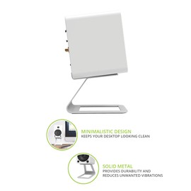 Kanto SE4W Elevated Desktop Speaker Stands for Medium Bookshelf Speakers & Mid-Size 3”-4” Studio Monitors | 5.6” Tall | Supports 9 lbs | Damping 2.0 mm Silicone Padding | ¼”-20 Mounting | Pair | White