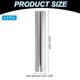 PATIKIL 2.95 Inch Stove Pipe, 3Pcs Stainless Steel Thickened Lengthen Straight Tent Stove Chimney Pipe Flue Extension for Camping Stove Vent Smoke Exhaust