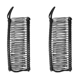 Lotsdonxia 2 PCS Vintage Banana Hair Clips – No-Crease Stretch Clincher Combs for Ponytails, Updos & Half-Up Styles | 30 Teeth Adjustable Hair Holders for Women & Girls (Black)