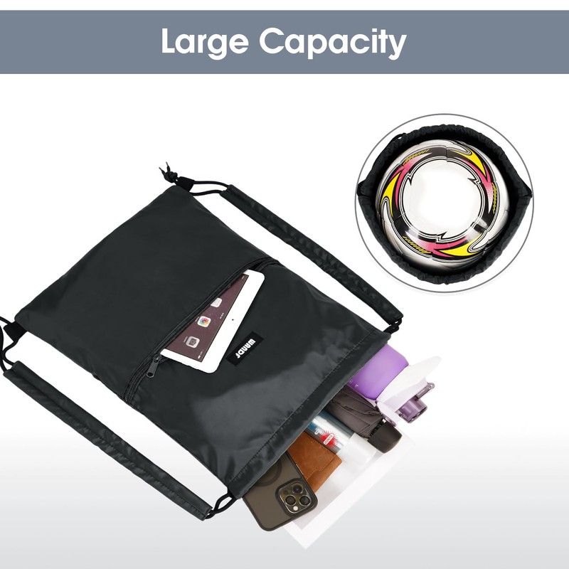 WANDF Drawstring Backpack with Shoulder Pad String Bag Sackpack Cinch