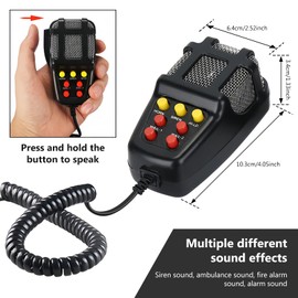 12 V 7 Tone Car Siren, Car Siren Vehicle Horn, Car Siren Horn 100 W Used for Alarm Calls for All 12 V Vehicles Truck Trains Boats Cars Vans 2.4a Abs, Calibre 158 x 85 mm, Black