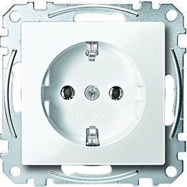 Merten Schuko socket plug-in terminals, system M, polar white, glossy, MEG2301-0319 (5 sockets)