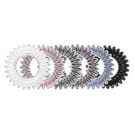 Invisibobble Spiral Bobbles Multicolour Reflective Power X6 - Hair Bobbles for Sports, Extra Strong Colourful Hair Bobbles Thick Hair