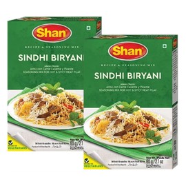 Shan Sindhi Biryani Recipe & Seasoning Mix (60g) - Spice Packets for Hot & Spicy Meat Pilaf - Indian Rice Seasoning with Turmeric, Garlic & Chili Powder – Perfect for Vegetarian (Pack of 2)