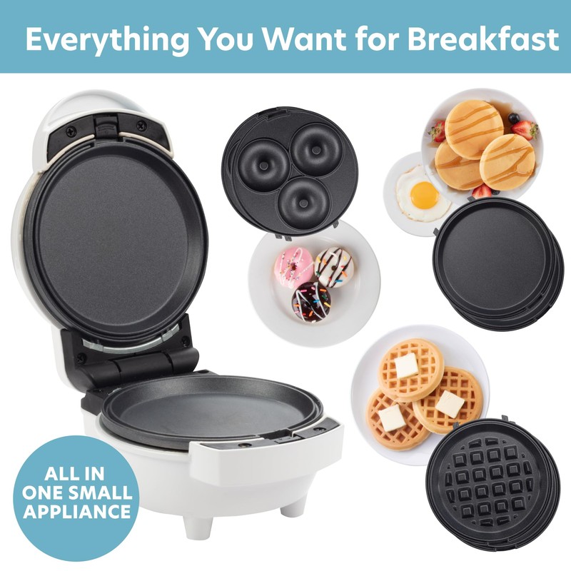 3 in 1 Mini Breakfast Maker- Make Mini Waffles Donuts
