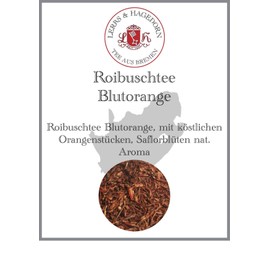 Lerbs & Hagedorn, Roibusch Tea Blood Orange | 250 g (approx. 21 Litres) Orange Pieces, Safflower Blossoms