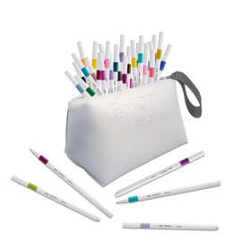 Emott - Uni-Ball - Mitsubishi Pencil - Pencil Case with 40 Felt Tip Pens - for Writing, Drawing Tracker with Style! - Fine Tip 0.4mm - 40 Colours