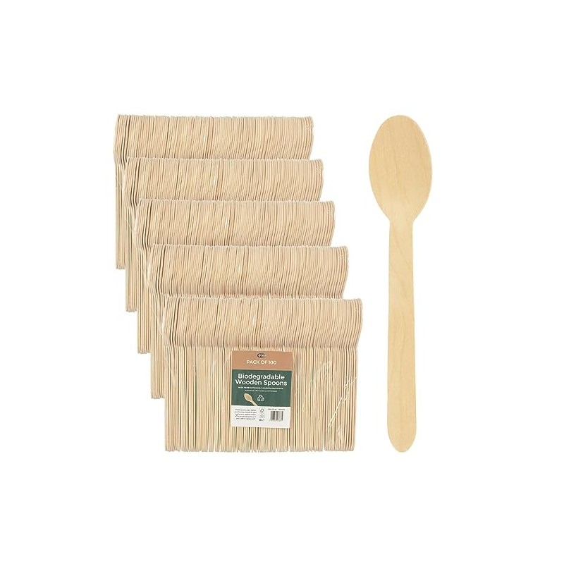 Pack of 500 Disposable Wooden Cutlery Party Picnic Tableware Eco