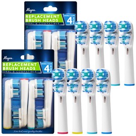 Alayna (TM) Replacement Brush Heads Compatible with Oral B- Double Clean Design, Pack of 8 Generic Electric Toothbrush Replacement White