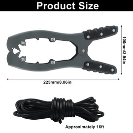 AKVIBG Kayak Anchor Grip, Kayak Fishing Accessories Brush Gripper with 16ft Paracord, Rubber Grips Self Locking Tension Jaw, for Fishing Boating Camping, Grey