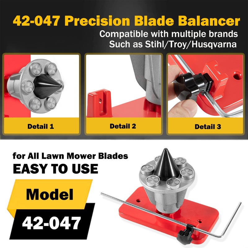 E-cowlboy Precision Blade Balancer for All Lawn Mower Blades, Compatible