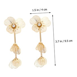 FRCOLOR Flower Long Earrings for Women Dangle Statement Jewelry Durable Metal Design with Sturdy Craftsmanship for Daily Wear Parties Weddings and Festivals