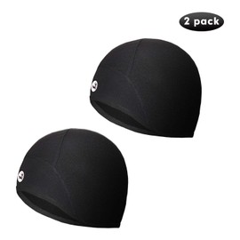 EMPIRELION Lightweight Thermal Skull Cap Cover Ears Warm Cycling Helmet Liner Winter Running Beanie Hats Sweat Wicking (Black + Black)